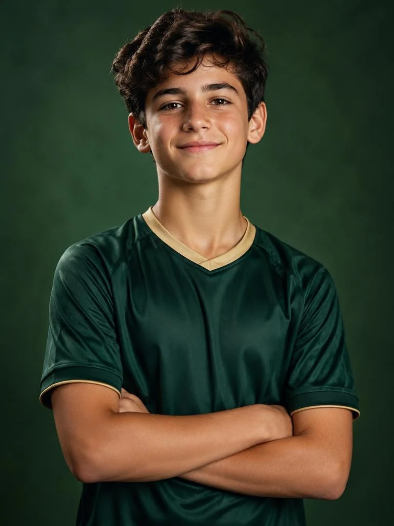 Portrait fictif de Nathan en maillot vert